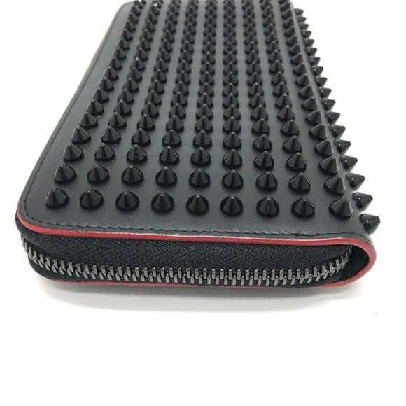 Christian Louboutin Panettone Spike studs Zip Around Long Wallet Leather Black - Picture 10 of 14